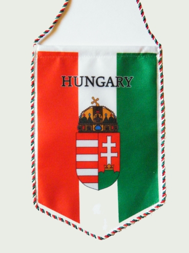 5 szgletű auts cmeres zsinros zszl Hungary felrattal (11x16 cm)