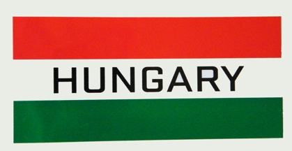 Nemzeti sznű Hungary felrattal matrica (15X6,5cm)