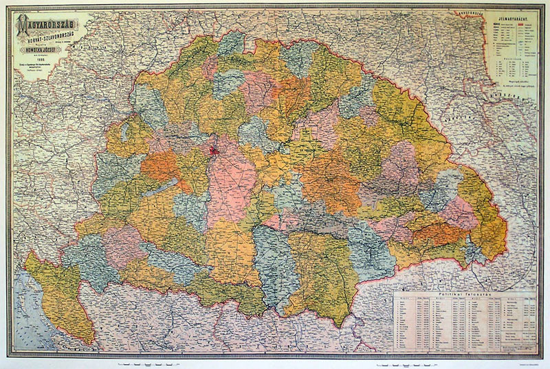 Magyarorszg (Homolka) 1899 reprint falitrkp papr 125x90  cm